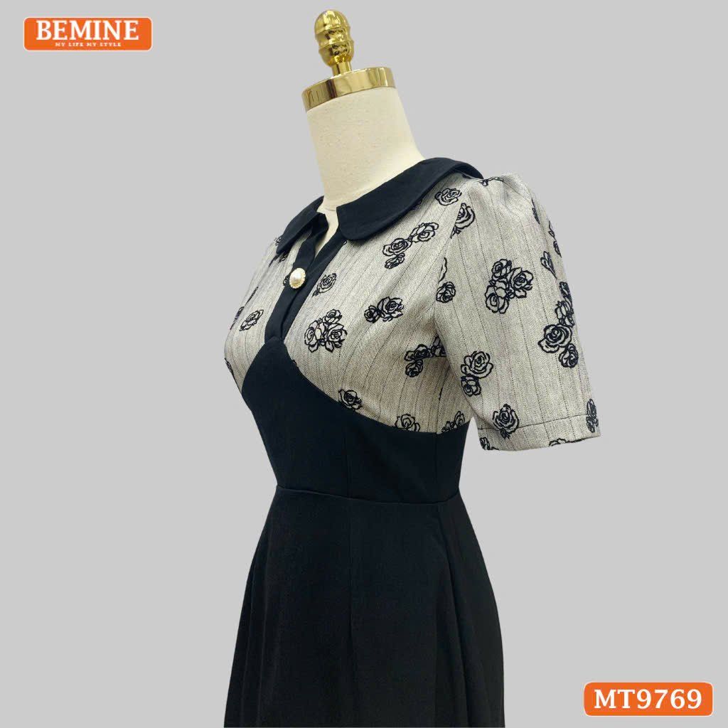 Đầm thiết kế BEMINE cổ sen xẻ V dáng A phù hợp đi làm, đi chơi-MT9769