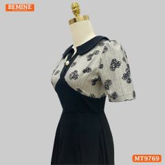Đầm thiết kế BEMINE cổ sen xẻ V dáng A phù hợp đi làm, đi chơi-MT9769