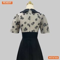 Đầm thiết kế BEMINE cổ sen xẻ V dáng A phù hợp đi làm, đi chơi-MT9769
