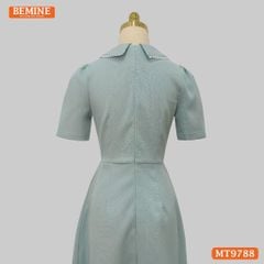 Đầm thiết kế BEMINE cổ sen viền ren dáng A xòe đính nút phù hợp đi chơi, đi dạo phố-MT9788