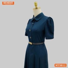 Đầm thiết kế BEMINE cổ đức dáng dài xếp ly có nút phù hợp đi làm, đi chơi-MT9812