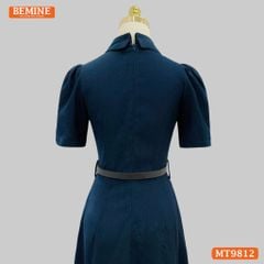Đầm thiết kế BEMINE cổ đức dáng dài xếp ly có nút phù hợp đi làm, đi chơi-MT9812