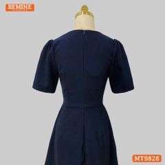 Đầm thiết kế BEMINE cổ tròn dáng A nắp túi ngực viền ren phù hợp đi làm, đi dạo phố-MT9828