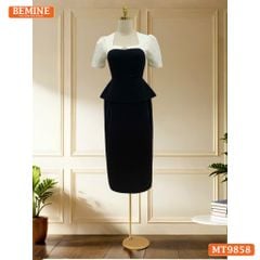 Đầm thiết kế BEMINE cổ vuông phối gấm peplum dáng liền bút chì phù hợp đi làm, đi chơi và đi tiệc-MT9858
