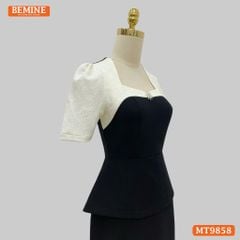 Đầm thiết kế BEMINE cổ vuông phối gấm peplum dáng liền bút chì phù hợp đi làm, đi chơi và đi tiệc-MT9858