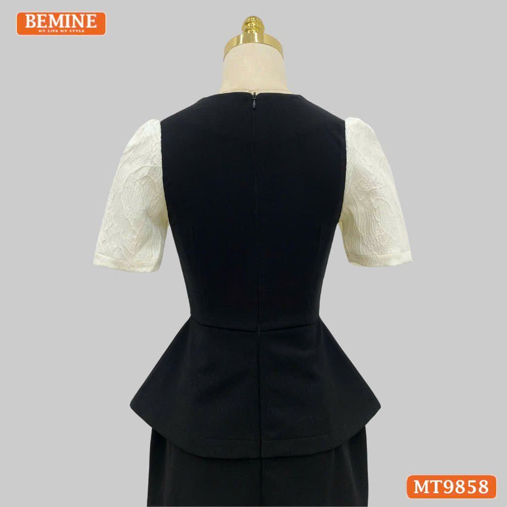 Đầm thiết kế BEMINE cổ vuông phối gấm peplum dáng liền bút chì phù hợp đi làm, đi chơi và đi tiệc-MT9858