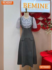 Đầm thiết kế BEMINE cổ đức ngực phối tơ nhún bèo dáng A phù hợp đi làm, đi chơi-MT9889