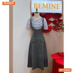 Đầm thiết kế BEMINE cổ đức ngực phối tơ nhún bèo dáng A phù hợp đi làm, đi chơi-MT9889