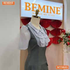 Đầm thiết kế BEMINE cổ đức ngực phối tơ nhún bèo dáng A phù hợp đi làm, đi chơi-MT9889