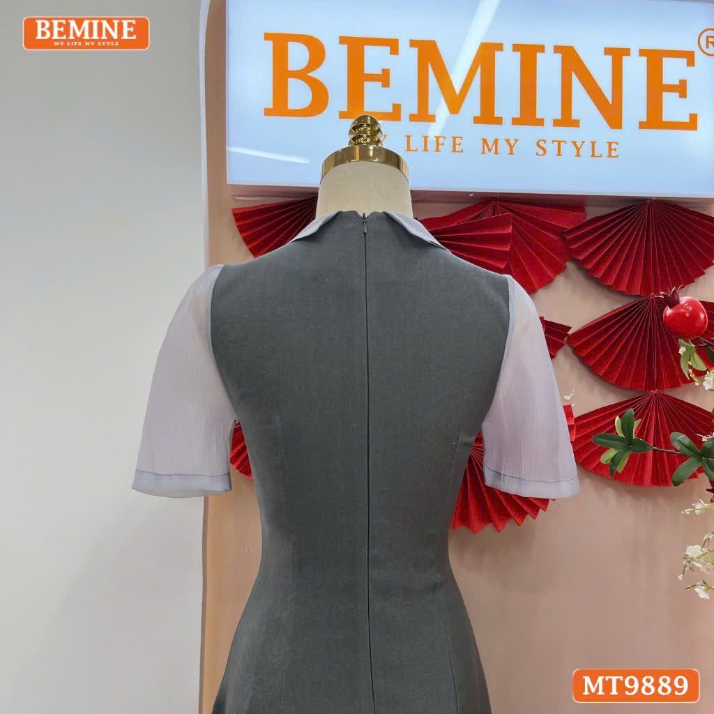 Đầm thiết kế BEMINE cổ đức ngực phối tơ nhún bèo dáng A phù hợp đi làm, đi chơi-MT9889