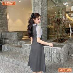 Đầm thiết kế BEMINE cổ đức ngực phối tơ nhún bèo dáng A phù hợp đi làm, đi chơi-MT9889