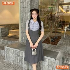 Đầm thiết kế BEMINE cổ đức ngực phối tơ nhún bèo dáng A phù hợp đi làm, đi chơi-MT9889