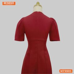 Đầm thiết kế BEMINE cổ tim ngực xếp ly đính nơ dáng A phù hợp đi làm, đi chơi-MT9905
