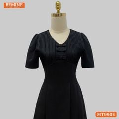 Đầm thiết kế BEMINE cổ tim ngực xếp ly đính nơ dáng A phù hợp đi làm, đi chơi-MT9905