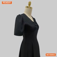 Đầm thiết kế BEMINE cổ tim ngực xếp ly đính nơ dáng A phù hợp đi làm, đi chơi-MT9905