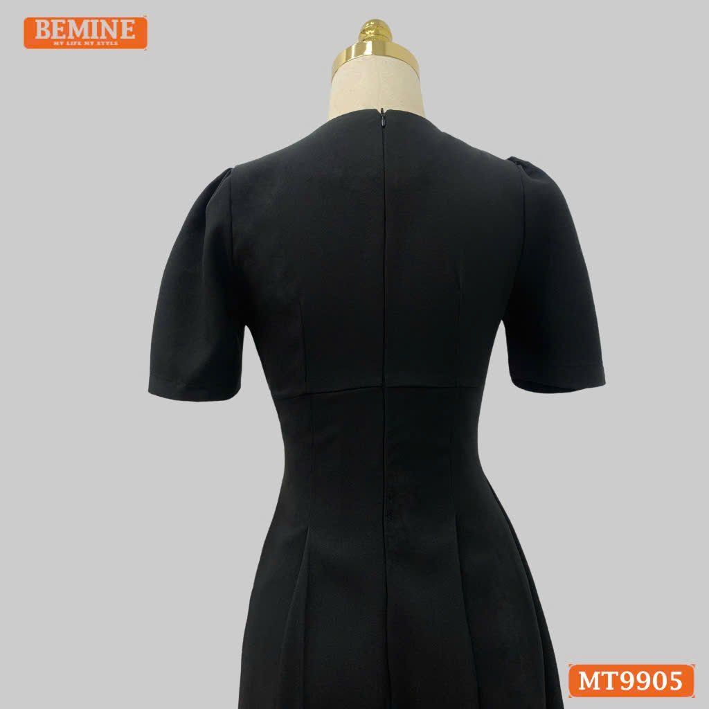 Đầm thiết kế BEMINE cổ tim ngực xếp ly đính nơ dáng A phù hợp đi làm, đi chơi-MT9905