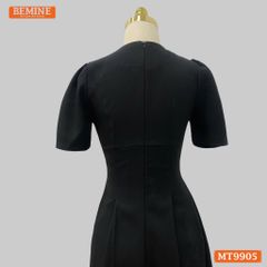 Đầm thiết kế BEMINE cổ tim ngực xếp ly đính nơ dáng A phù hợp đi làm, đi chơi-MT9905