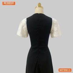 Đầm thiết kế BEMINE cổ sen viền ren tay phồng dáng A phù hợp đi làm, đi dạo phố-MT9915