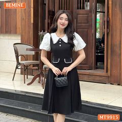 Đầm thiết kế BEMINE cổ sen viền ren tay phồng dáng A phù hợp đi làm, đi dạo phố-MT9915