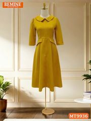 Đầm thiết kế BEMINE cổ sen dáng chữ A tay lửng phù hợp đi làm, đi chơi và đi tiệc-MT9936