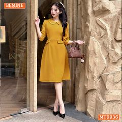 Đầm thiết kế BEMINE cổ sen dáng chữ A tay lửng phù hợp đi làm, đi chơi và đi tiệc-MT9936
