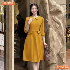Đầm thiết kế BEMINE cổ sen dáng chữ A tay lửng phù hợp đi làm, đi chơi và đi tiệc-MT9936