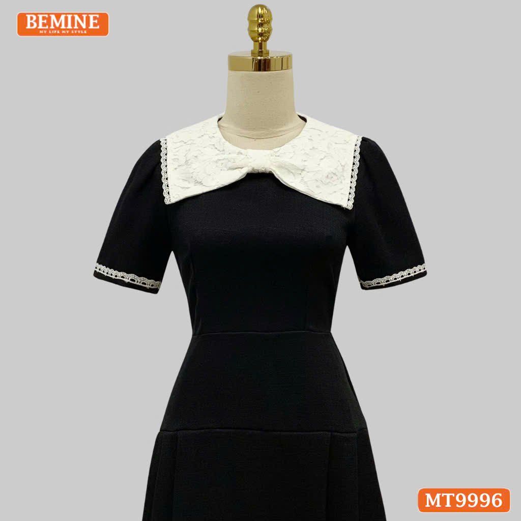 Đầm thiết kế BEMINE cổ tròn kiểu nơ phối ren dáng chữ A phù hợp đi làm, đi chơi-MT9996