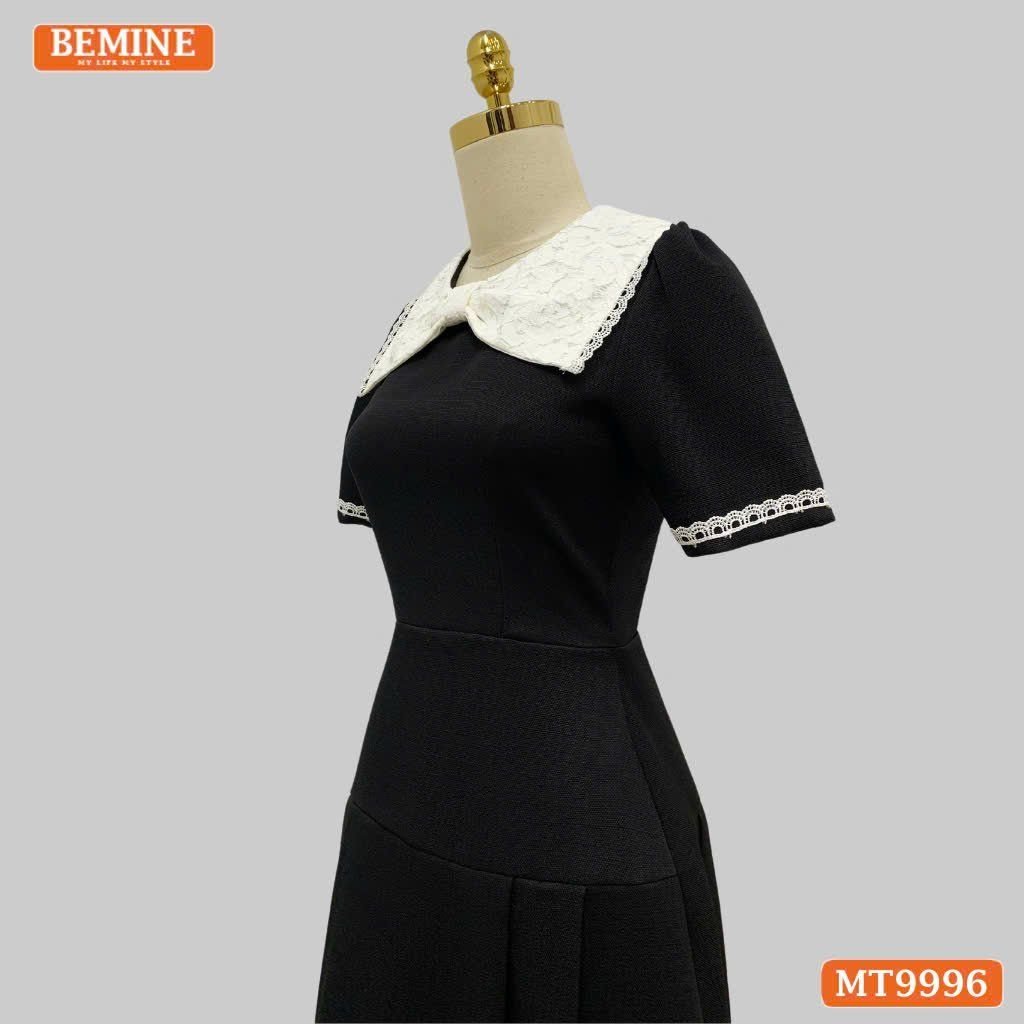 Đầm thiết kế BEMINE cổ tròn kiểu nơ phối ren dáng chữ A phù hợp đi làm, đi chơi-MT9996