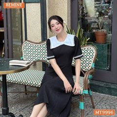 Đầm thiết kế BEMINE cổ tròn kiểu nơ phối ren dáng chữ A phù hợp đi làm, đi chơi-MT9996