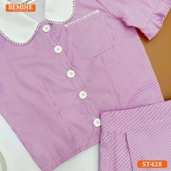 Set BEMINE áo sơ mi đính cúc chân váy dáng chữ A ST428