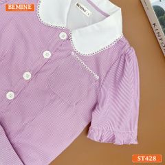 Set BEMINE áo sơ mi đính cúc chân váy dáng chữ A ST428