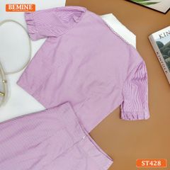 Set BEMINE áo sơ mi đính cúc chân váy dáng chữ A ST428