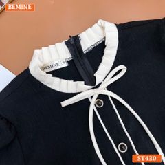 Set thiết kế BEMINE áo có cúc chân váy dáng chữ A ngắn có viền-ST430