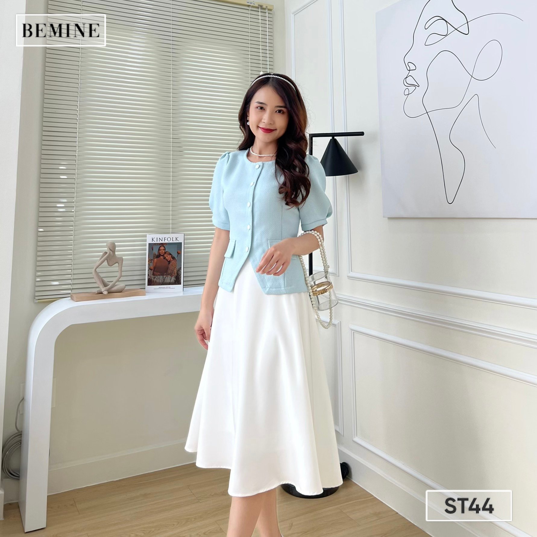 Set áo sơ mi và chân váy dài  D2391  NHẬT VY BOUTIQUE
