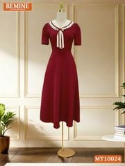Đầm thiết kế BEMINE cổ cavat viền ren dáng chữ A phù hợp đi làm, đi chơi-MT10024
