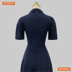 Đầm thiết kế BEMINE cổ sơ mi vạt kiểu có nút dáng chữ A phù hợp đi làm-MT9991