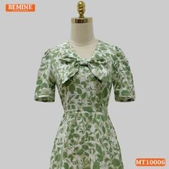 Đầm thiết kế BEMINE cổ V kiểu nơ dáng chữ A phù hợp đi làm, đi chơi-MT10006