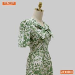 Đầm thiết kế BEMINE cổ V kiểu nơ dáng chữ A phù hợp đi làm, đi chơi-MT10006