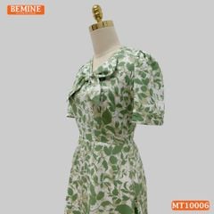 Đầm thiết kế BEMINE cổ V kiểu nơ dáng chữ A phù hợp đi làm, đi chơi-MT10006