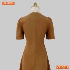 Đầm thiết kế BEMINE cổ tròn họa tiết lá dáng chữ A phù hợp đi làm, đi chơi-MT10017