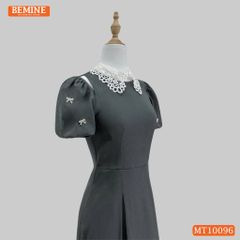 Đầm thiết kế BEMINE cổ ren khoét vai tay phồng dáng chữ A phù hợp đi làm-MT10096