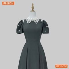 Đầm thiết kế BEMINE cổ ren khoét vai tay phồng dáng chữ A phù hợp đi làm-MT10096