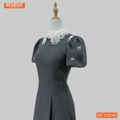 Đầm thiết kế BEMINE cổ ren khoét vai tay phồng dáng chữ A phù hợp đi làm-MT10096