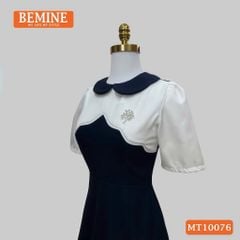 Đầm thiết kế BEMINE cổ sen phối viền gợn sóng dáng chữ A phù hợp đi làm, đi tiệc-MT10076