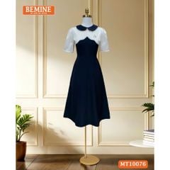 Đầm thiết kế BEMINE cổ sen phối viền gợn sóng dáng chữ A phù hợp đi làm, đi tiệc-MT10076