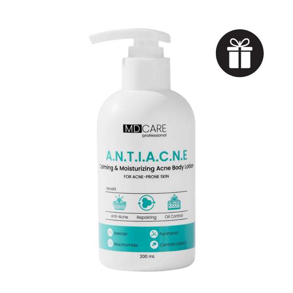 Sữa dưỡng thể giúp giảm mụn và dày sừng nang lông MD Care Calming & Moisturizing Acne Body Lotion