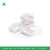  MFHP2T - Hộp giấy kraft thực phẩm - Nắp PET - Trắng - 15.5x8.5x6 cm 