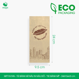  MFT1N1NN - Túi bánh mì nâu in nâu đỏ - "Xe bánh mì" - 24x9.5x4.5 cm 