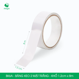  BK6A - Băng keo 2 mặt trắng - Khổ 1,2cm x 8m 