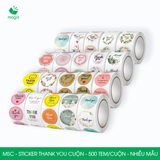  MSCxx - Cuộn Sticker Thank You tròn - 2.5cm - [500 tem/cuộn] - Nhiều mẫu 
